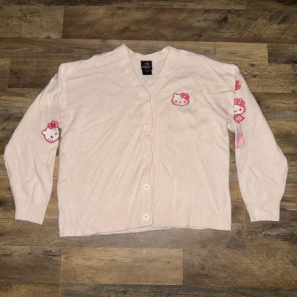 Hello Kitty Sanrio Strawberry Milk Cardigan Sweater Pink XLarge Hot Topic - Picture 1 of 5